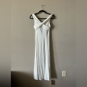 SOLD - OGL - stretchable padded White Midi Dress - Size Small
